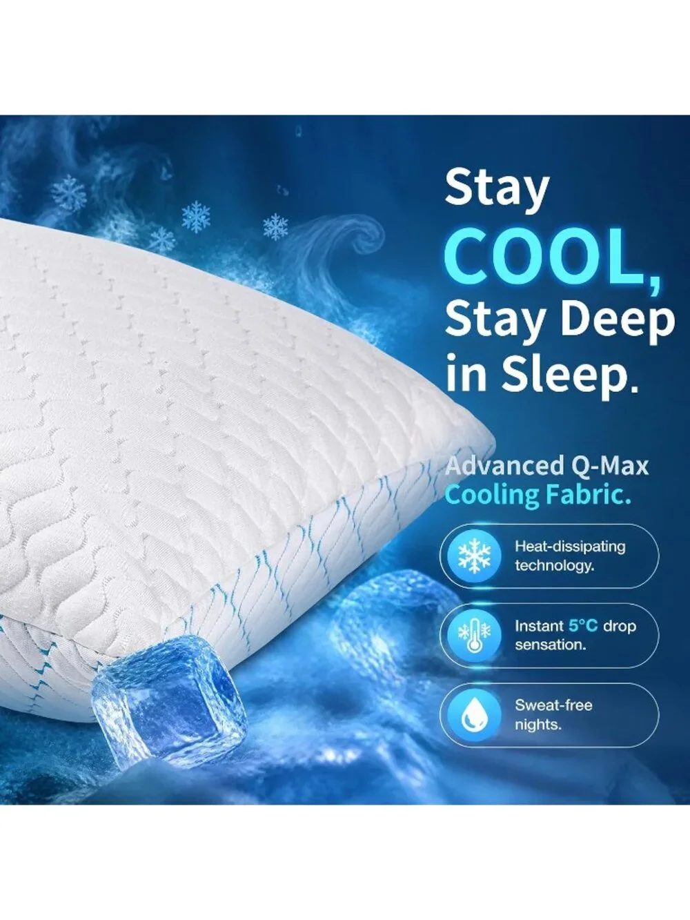 〽️Memory Foam Pillows King Size Set of 2 Cooling Adjustable Bed Pillows for Pain